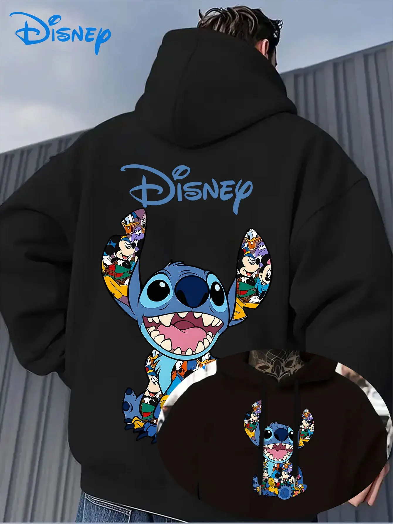 

Men's Disney Stitch Hoodies Fashion Oversized Streetwear Unisex Sweatshirts Autumn and Winter Fleece Casual Versatile