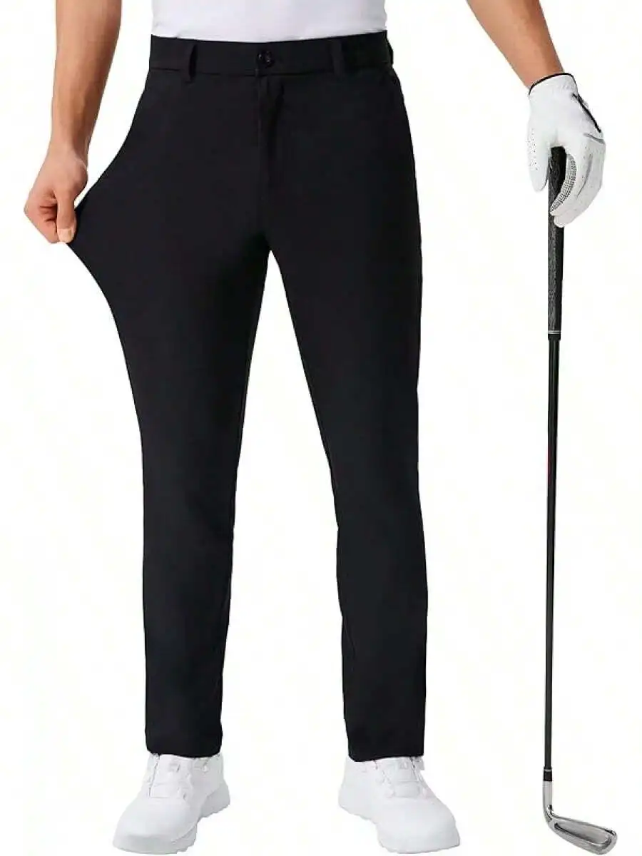 

Mens Lightweight Stretch Straight Fit Dress Work Pants Black