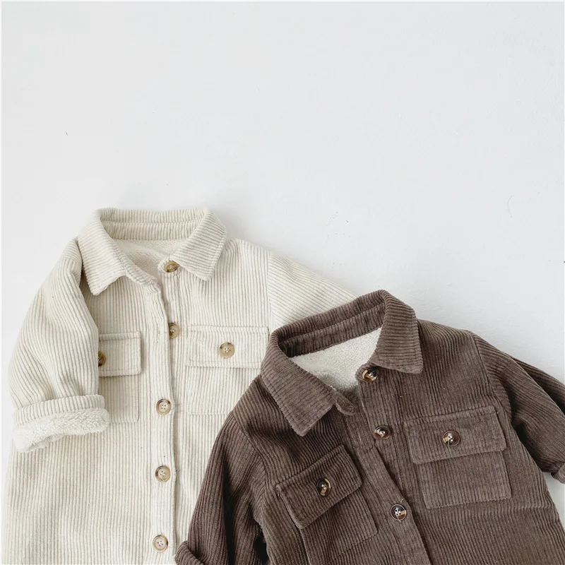 New Winter Infants Corduroy Thicken Warm Rompers Korean Style Toddlers Kids Clothes Newborn Baby Boys Casual Jumpsuits