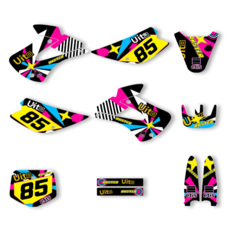 

Powerzone Custom Team Motorcycle Graphics Decals Stickers Kits for Kawasaki KX85 1998-2013 Number Name Custom