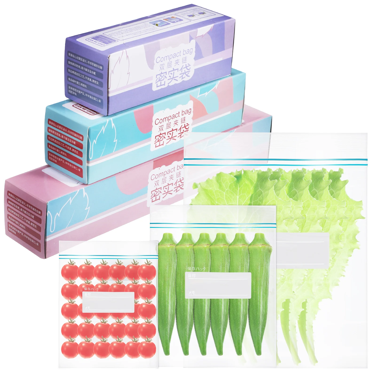 

3 Boxes Self Sealing Freezer Bags Food Storage Reusable Containers Small Medium Large Size