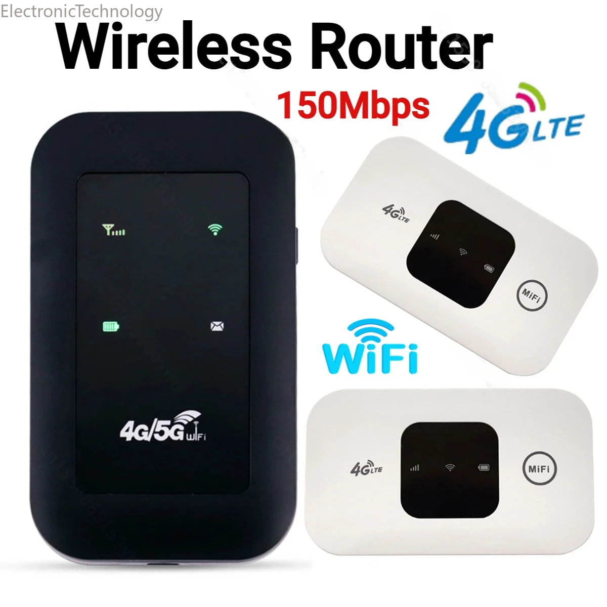 4G Lte Router Portable Mobile Hotspot 2100mAh 150Mbps Wireless Router with SIM Card Slot Wifi Repeater for Outdoor Travel Home