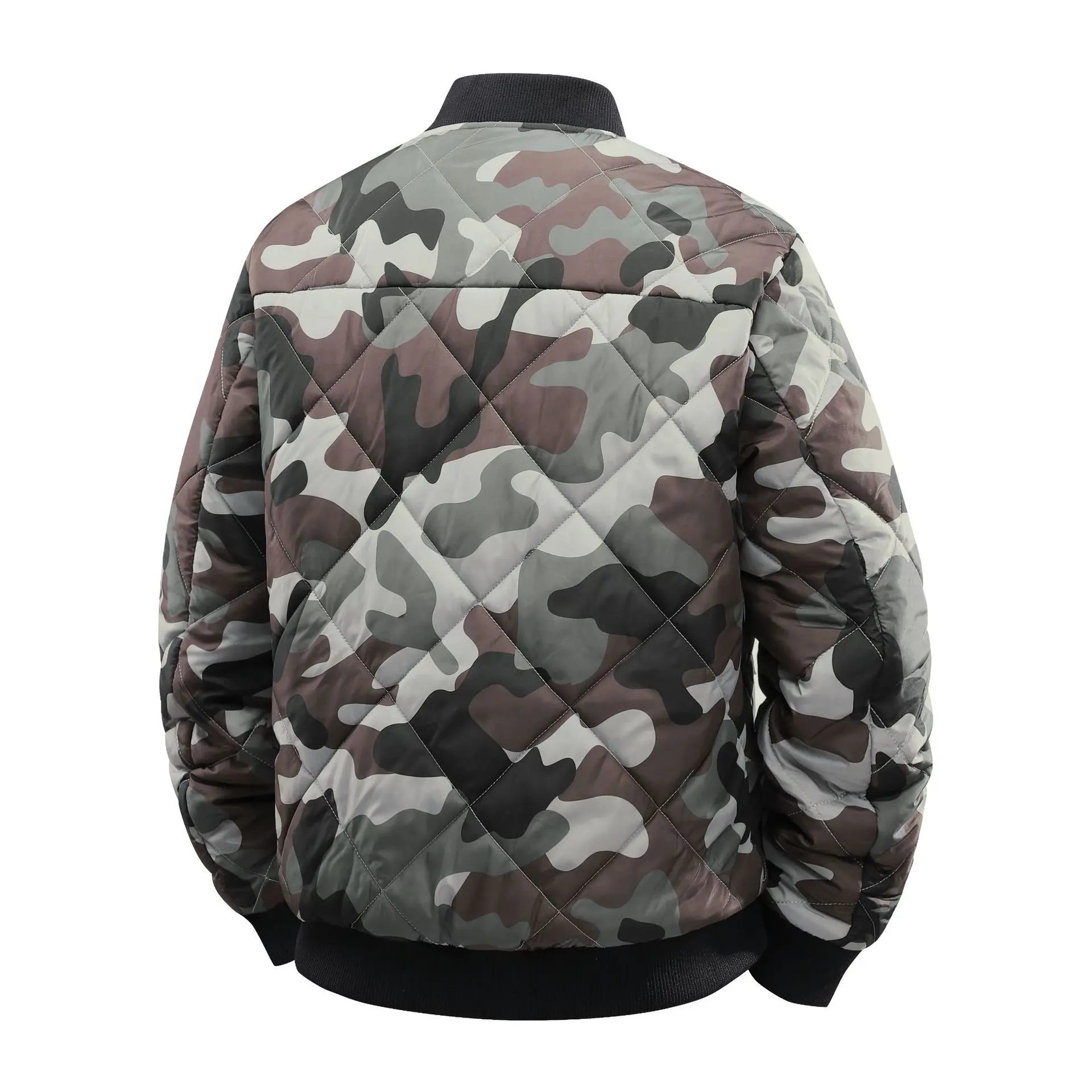 2025 الشتاء الرجال أسفل معطف موضة مطبوعة الوقوف طوق الذكور ملابس خارجية سحاب أكمام طويلة يندبروف رجل دافئ الوجهين سترة