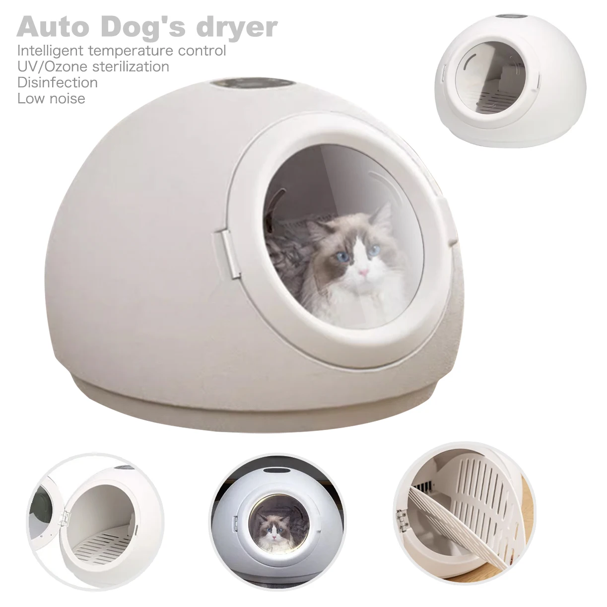 

Auto Dog's Dryer Low Noise Intelligent Temperature Control UV/Ozone Sterilization Disinfection Cat Puppy Dryer Dog Accessories