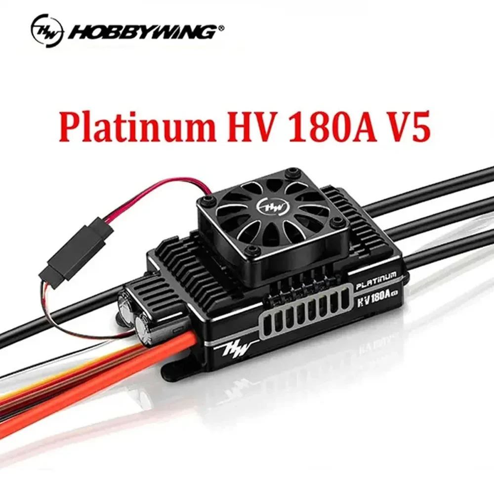 AvaCoreHobbywing Platinum HV KV180A SBEC V5 6-14S Brushless ESC 12V Switch BEC 32-bit Processor For 550-700 Helicopter Fixed-win