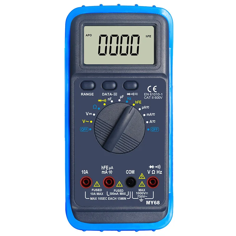 MY68 for Portable Multimeter with 3999 Count Display for Temperature Capacitance Frequency AC DC Voltage Current Resistance Test