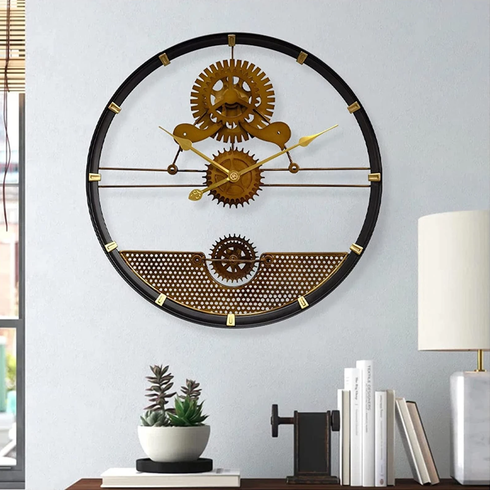 

Luxury Creative 3D Large Wall Clock Modern Retro Round Metal Design Art Clock Living Room Bedroom Wall Decoration Hanging Clocks