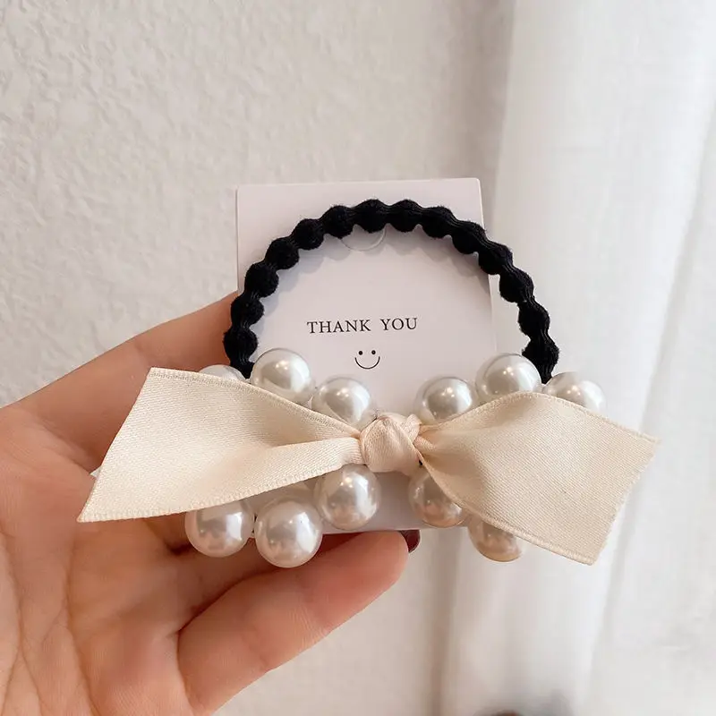 Woman Big Pearl Hair Ties Fashion Korean Style Hairband Scrunchies Girls Ponytail Holders Rubber Band Hair Accessories