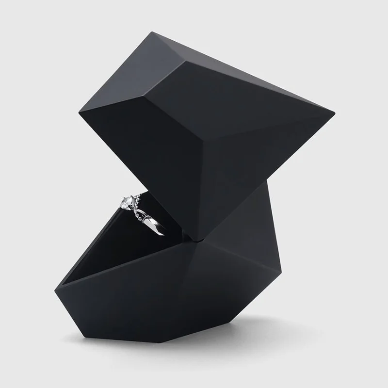 Portable Wedding Ring Organizers Box Black Creative Ring Cases Luxury Marriage Storage Boxes Earrings Rings Packaging Case
