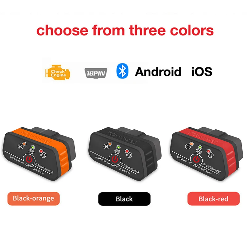 

KONNWEI KW906 Считыватель кодов ELM327 V1.5 Bluetooth 5.0 OBD2 Сканер для Android/IOS ELM 327 V 1.5 OBD 2 Автомобильные диагностические инструменты KW901