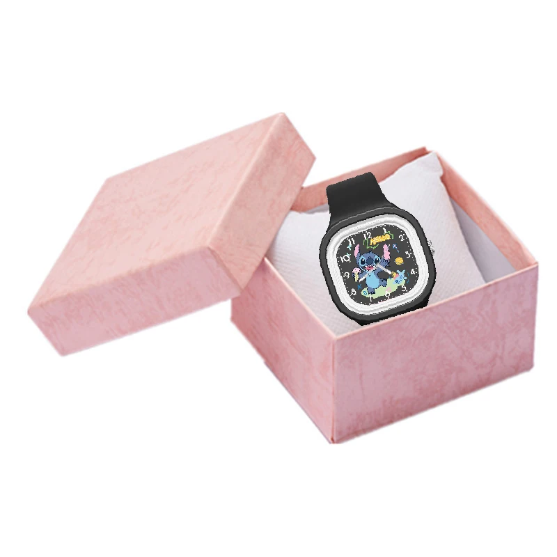 Disney Anime Stitch Orologi per bambini Orologi Kawaii Lilo & Stitch con scatola cinturino in silicone Ragazzo Ragazza Regali di compleanno per bambini