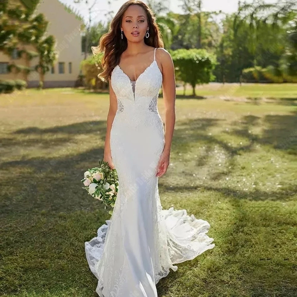 Thin Shoulder Strap Women Wedding Dresses Sexy Sleeveless Princess Bridal Gowns Gorgeous Beach Mermaid Vestidos De Novias 2024