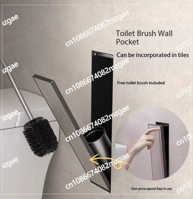 Hidden Stainless Steel Wall-Mounted Toilet Brush Storage Cabinet for Bathrooms