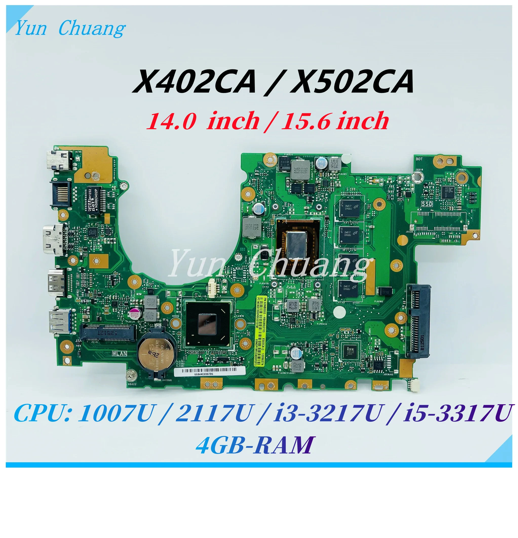 

X402CA Материнская плата Asus X402CA F402C X402C X502C F502C X502CA материнская плата для ноутбука с 1007U i3-3217U i5-3317U CPU 4GB-RAM HM76