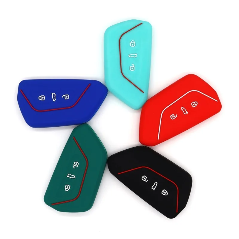 حافظة مفاتيح سيارة من السيليكون لسيارة VW Volkswagen Golf 8/ID.3/ID.4 X/ID.6 X - 3-Button Smart Key Fit، غطاء واقي #6