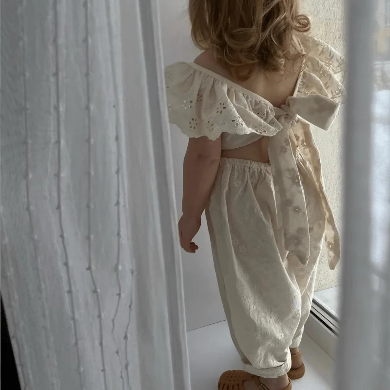 Fashion Baby Girl Cotton Lace Onesie Infant Toddler Child Strap Overalls Loose Outfit Summer Jumpsuit Casual Baby Clothes 1-7Y image 3