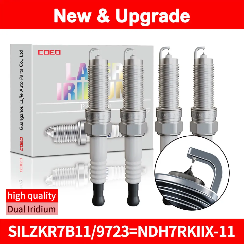 For NGK SILZKR7B11 9723 Dual Iridium Spark Plugs For Hyundai Sonata 8 Elantra NDH7RKHX-11 1884611070 Torch LDK7RTIP-11 92315