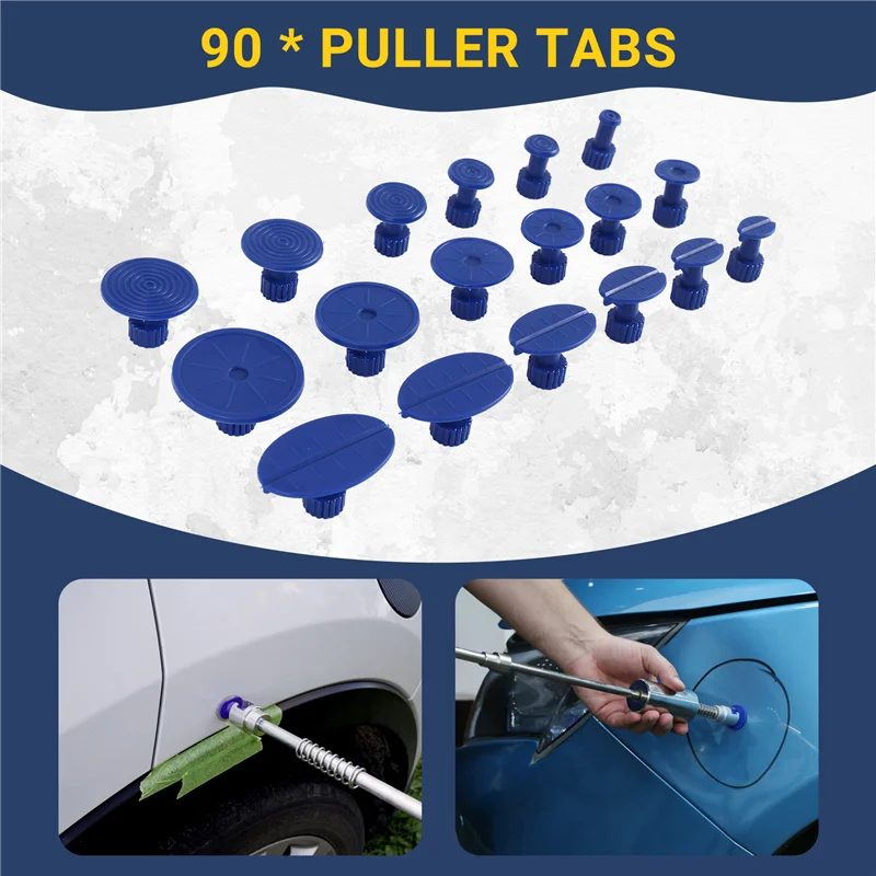 ชุดแผ่นดึงรอยบุบแบบไม่ทำสี 90 ชิ้น สำหรับรอยบุบขนาดเล็ก