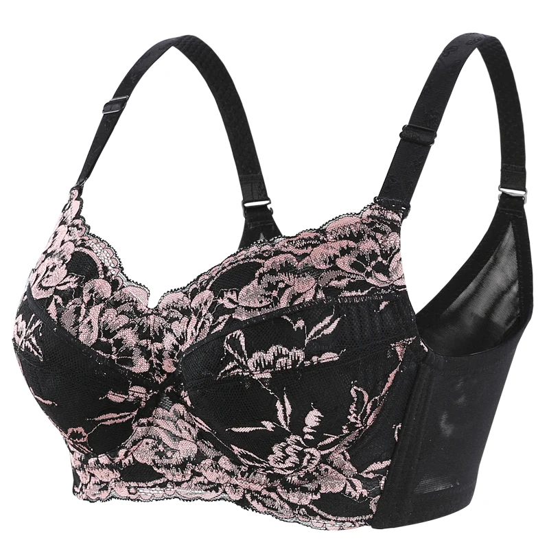 Plus Size Women Full Coverage Underwired Padded Floral Lace Bra 34 36 38 40 42 44 46 48 B C D E F G H