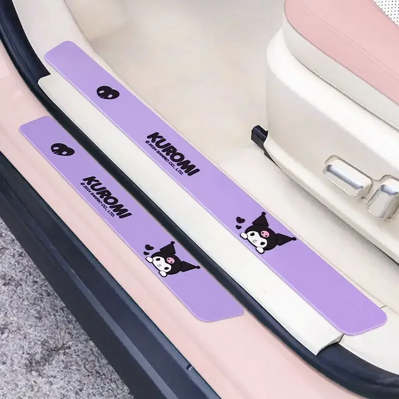 MINISO Sanrio Kuromi Car Door Sill Protection Sticker Set Pedal Anti-stepping Sticker Traceless Adhesive Protective Sticker