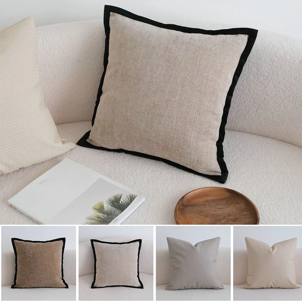 

1pc French Medieval Style Pillowcase Solid Color Border Pillow and Waist Pillow Pillowcase Vintage Style Living Room Decoration