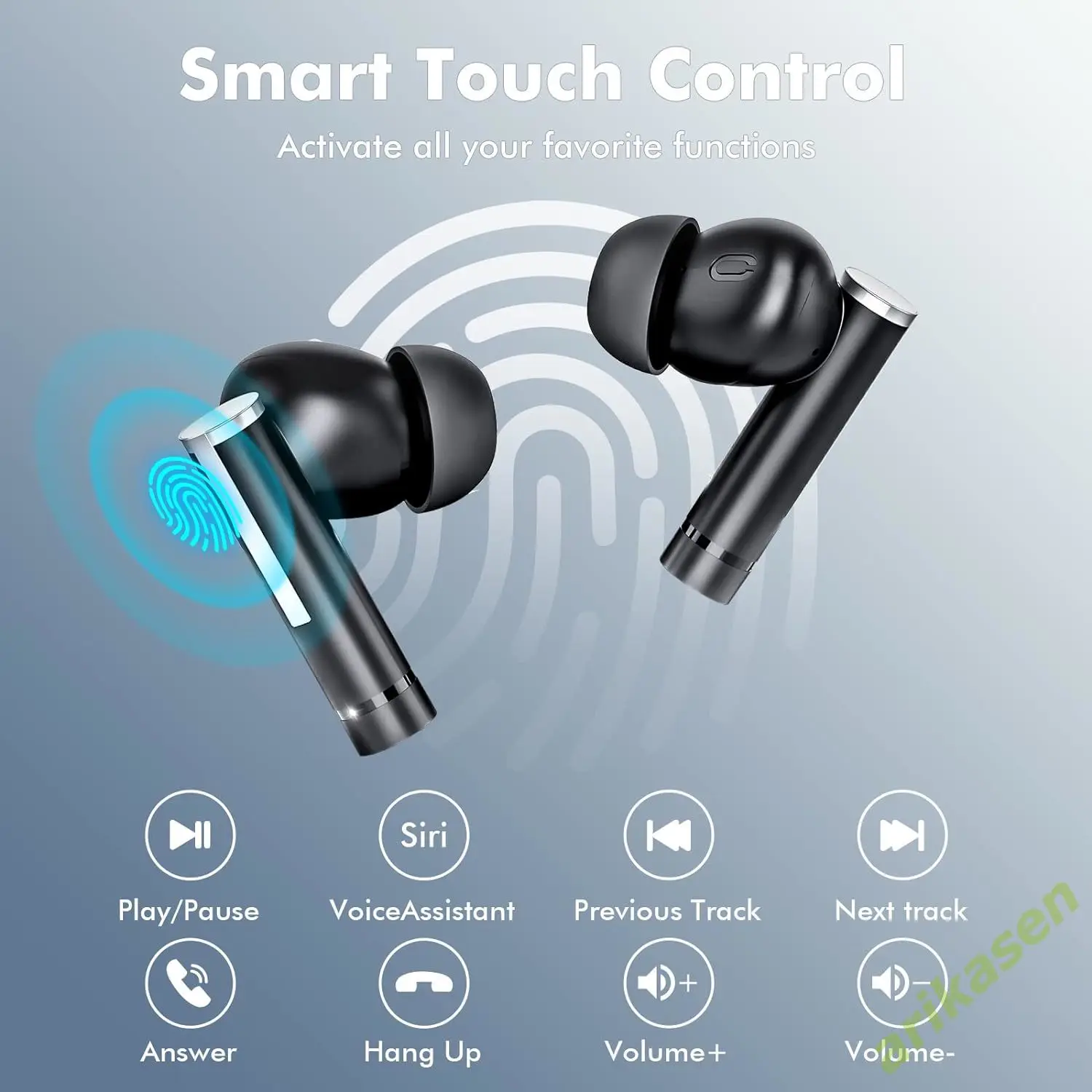 Wireless Earbuds Bluetooth Headphones 5.3 Bluetooth Earbuds with Noise Cancellation Mic LED Display 50H Battery IPX7 Waterproof