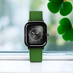 Silicone Strap Square Men's Watch, featuring a classic rectangular dial design, luminous hands for convenient nighttime use.