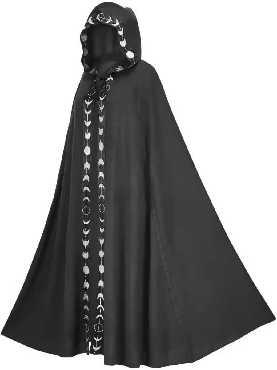 Hooded Print Cowl Ne Robe Medieval Renaissance 5 Colors loween Cosplay Costume Women's Ethnic Faion Stage Clothing
