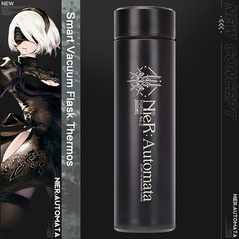 Custom NieR Automata 3D stampato Smart Thermos in acciaio inossidabile Display della temperatura boccetta sottovuoto bottiglia d\'acqua tazze da