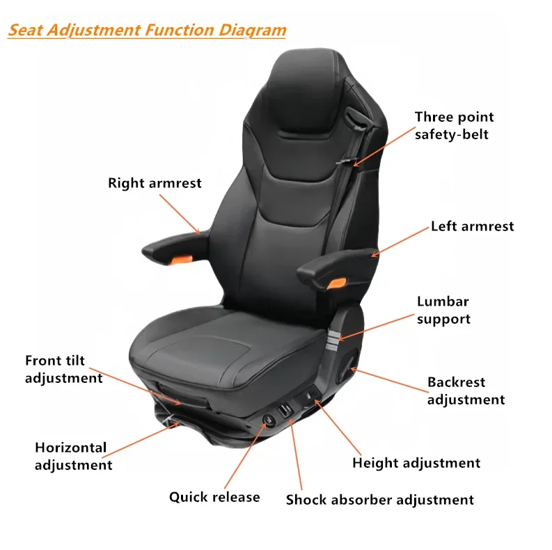 Equipped with position and backrest angle  adjustable spring seats comfortable truck driver seat