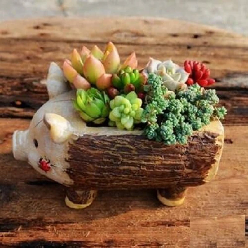 Pig Shaped Succulent Planter, Cute Cartoon Pig Decor Gift Small Flower Pots, Garden Home Decoration Gift Officr Desk Ornament