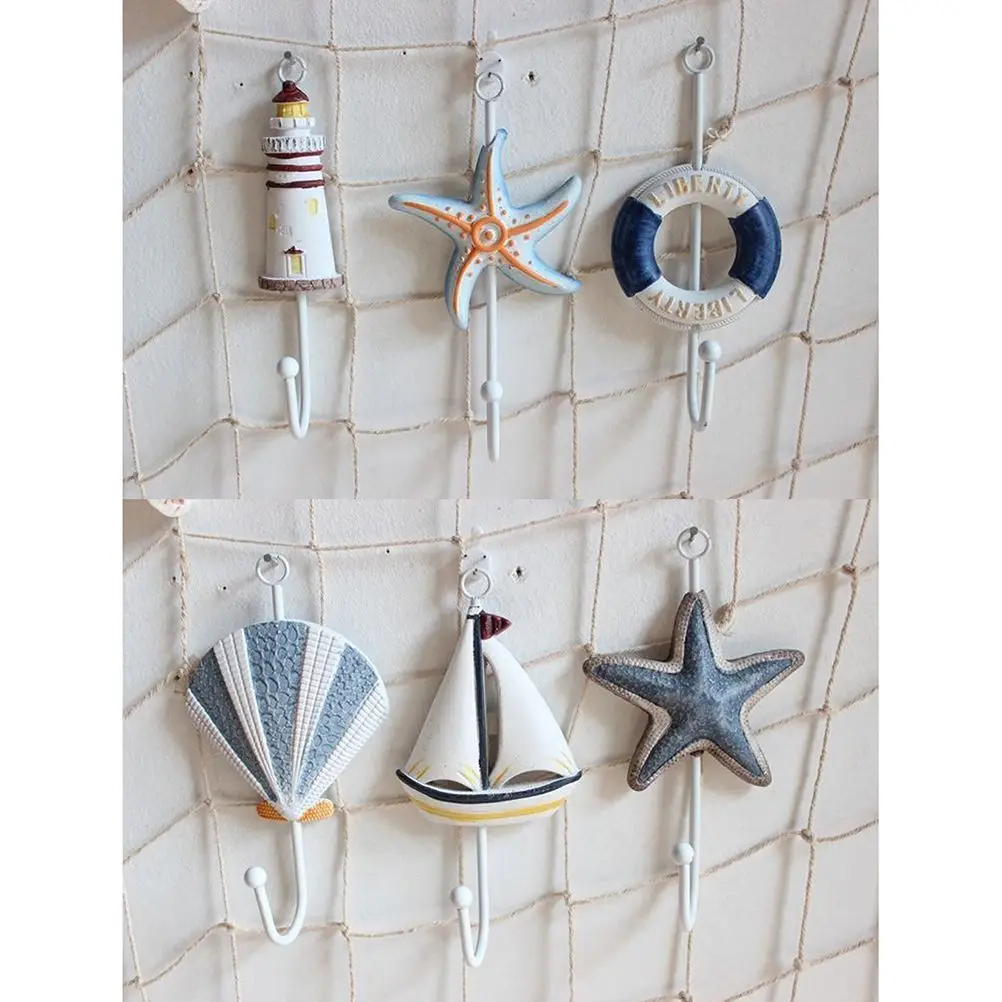 

Hook Decorative Hanger Resin Metal Wall Door Bathroom Home Clothes Towels Bags Sea Fish Shaped Nautical Theme