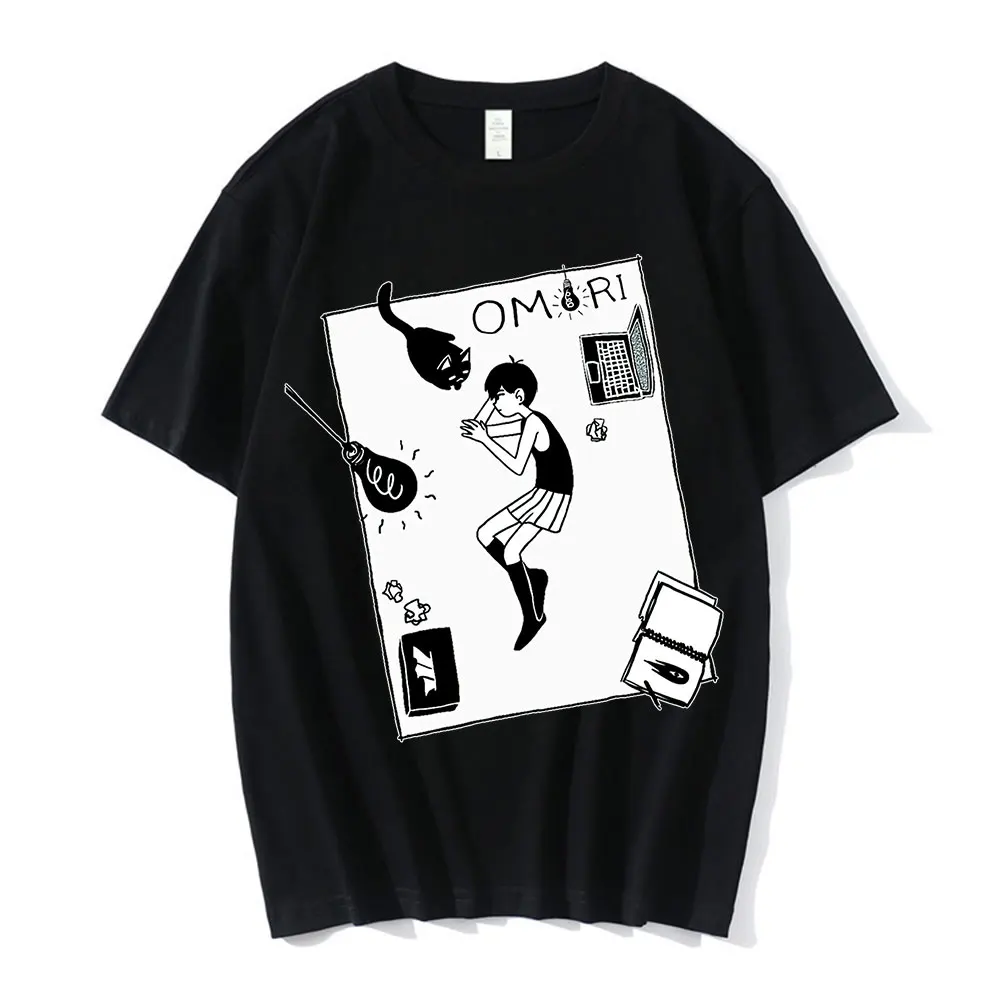 Omori Merch omobat T Shirt estate Casual Top Fashion stampa Harajuku cotone poliestere magliette a maniche corte Cosplay Tshirt