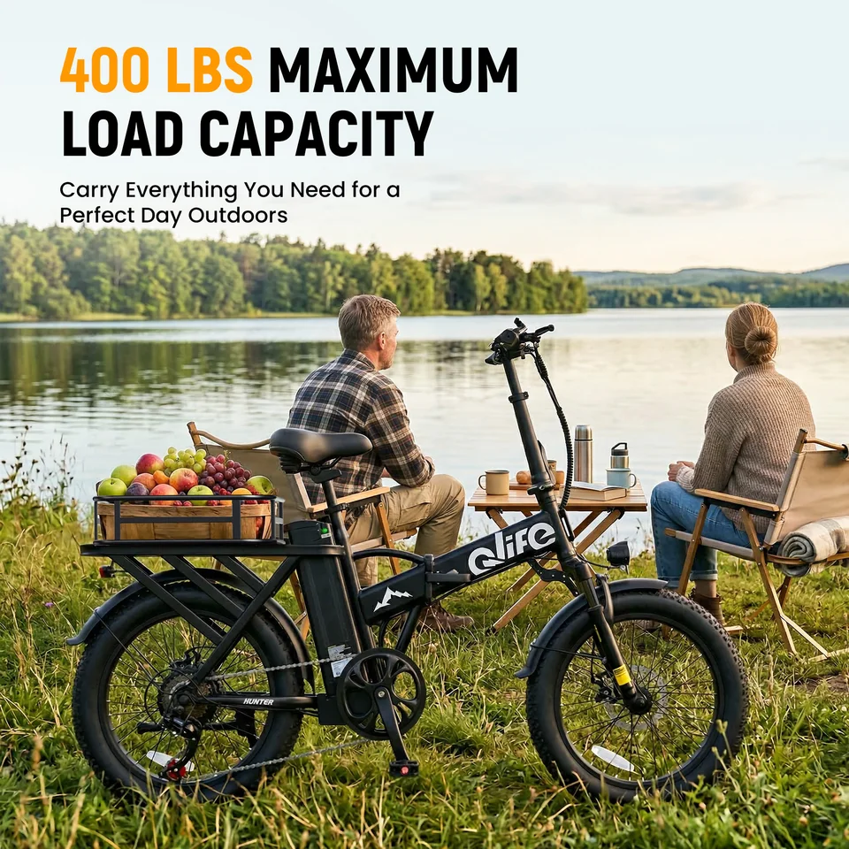 Qlife 20"×3" Fat Tire Foldable Ebike, 1200W Peak Motor 48V 13.5Ah Battery, 28MPH 65Mi Long Range Electric Bicycle image 11