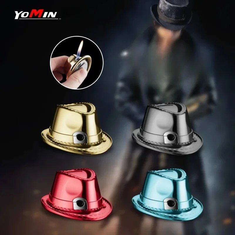 

HOT Mini Inflatable Lighter Outdoor Portable Personalized Cowboy Hat Butane Torch Lighter Cigarette Accessories Men's Gift