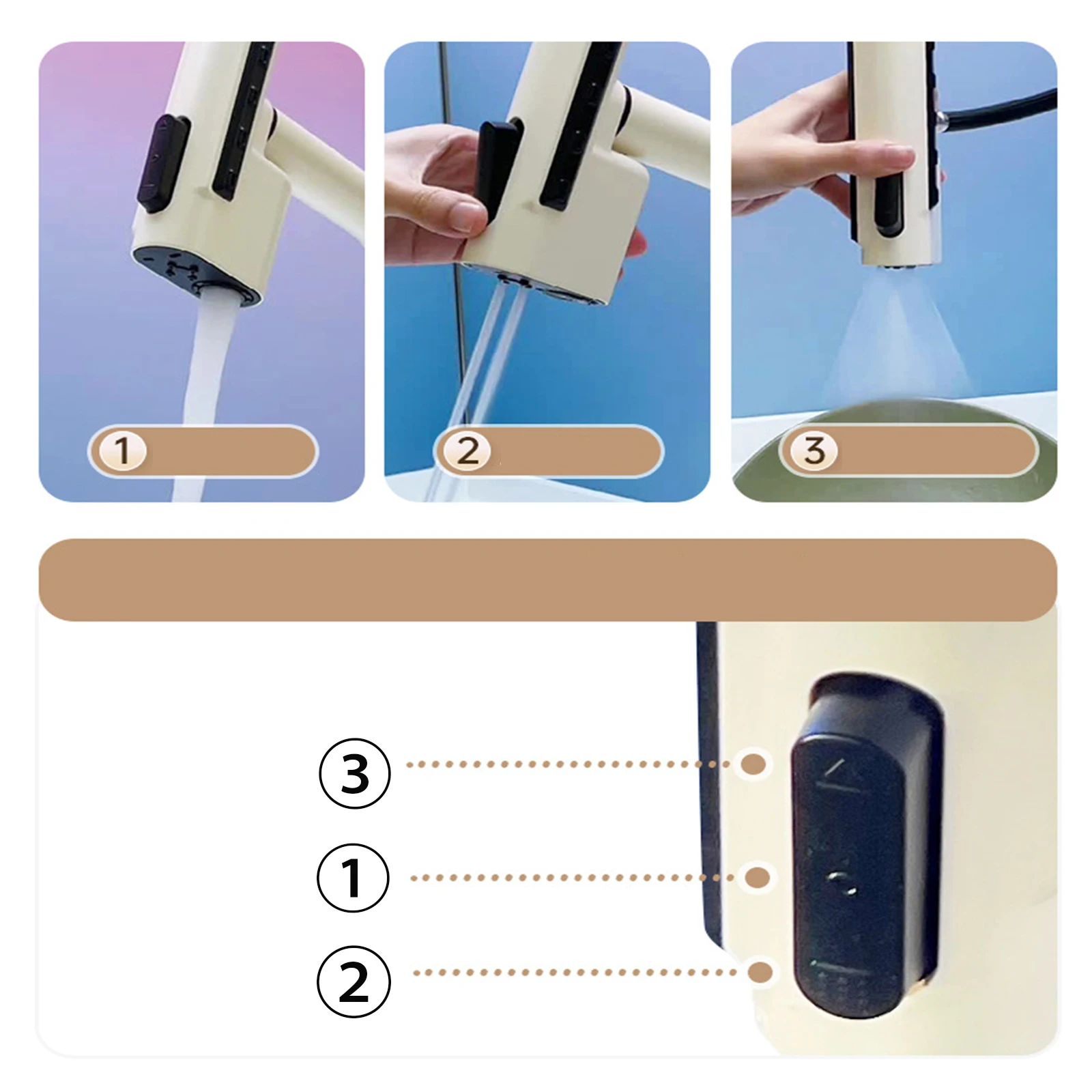 JIENI 5 modalità Rubinetto della cucina Girevole a 360 Rubinetti per lavello estraibili Display a LED della temperatura Miscelatore caldo freddo per hotel di fascia alta