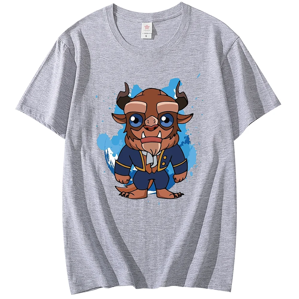 Disney Beauty and The Beast print T-shirt Leisure Sports Street Harajuku Couple Student T-shirt