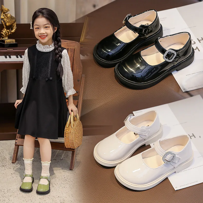 

Girls Leather Shoes Black Children Performance Shoes Autumn Princess Dress Shoes Elementary School Toddler Mary Janes Shoes XZN2