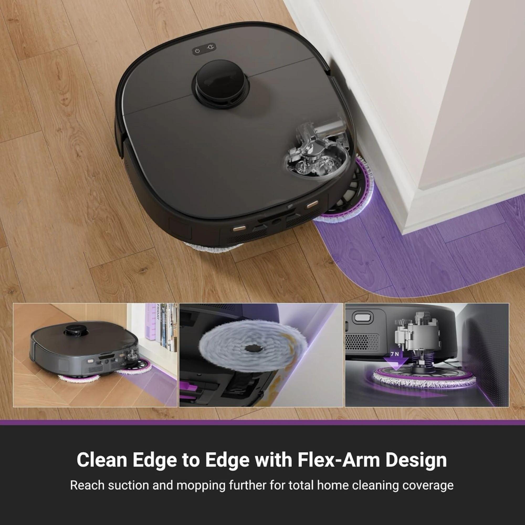 Smart Intelligent Robotic Vacuum Cleaner Auto Dirt Detect Efficient Home Cleaning 75℃ Hot Water Mop Washing 55℃ Drying Odor-Free