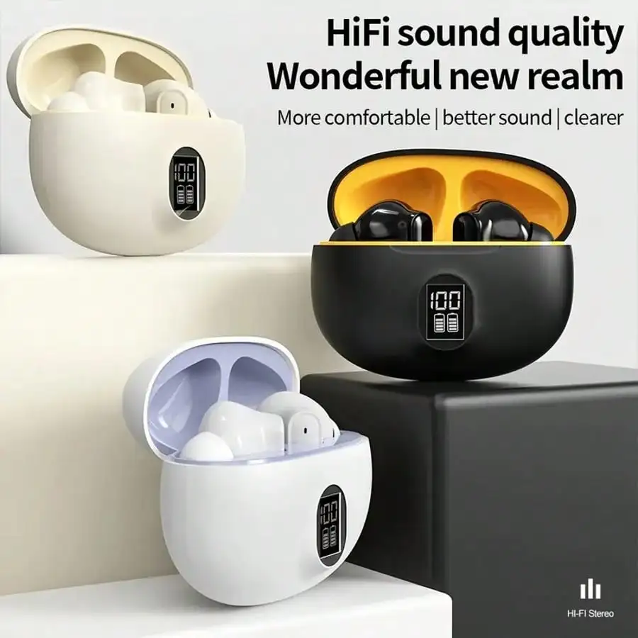 Wireless Earphones, Bluetooth 5.3 Earbuds, Type-C Charging Case, With Digital LED Battery Display, Long Playback Time, Deep Bass, Suitable For Ios/Android And Men/Women's Stereo In Ear Earphones, Gaming, Business, Sports, Fitness Earphones, Microphone
