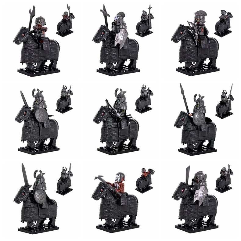 Medieval Movie Soldiers Knights War Horse Heavy Cavalry Warriors Iron Buddha Warhorse Figures Building Blocks Bricks Toy gift