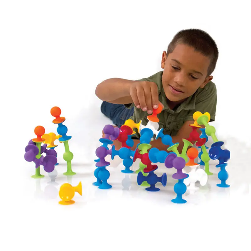 19 Pcs Suckers Assembled Toys Funny Silicone Block Model Construction Toys Sucker Suction Cup Educational Building Block Toy