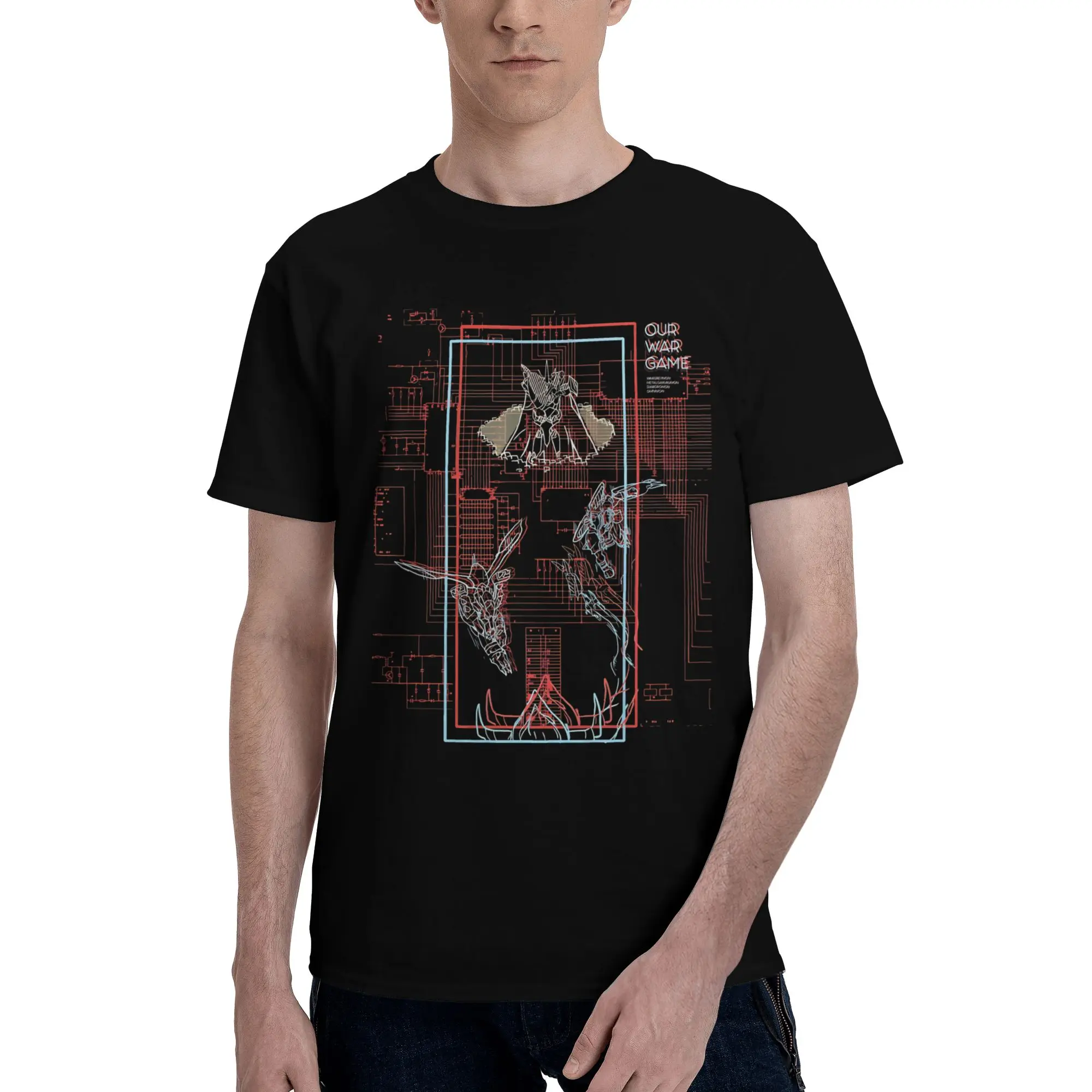 Our War Game   Graphic 100% Cotton T-Shirt Bandai Digimon Tees Tops For Men