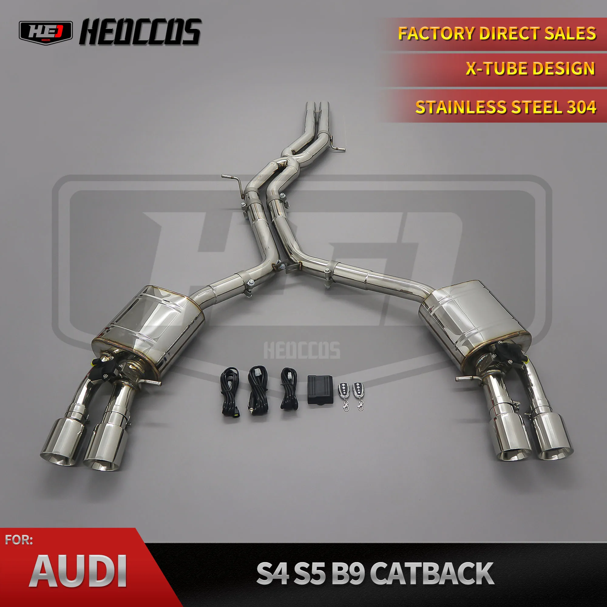 

HEO SS304 Catback Exhaust for audi S4 S5 B9 3.0T Valve Muffler with Auto Performance Parts
