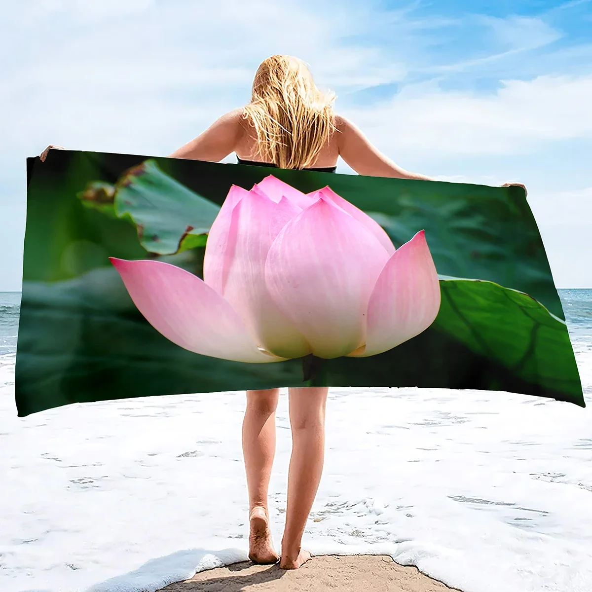 Beach Towels,Water Lilies Multipurpose Towels Sand Free Beach Towels Oversized,Large Colorful Bath Towel Extra Absorbent
