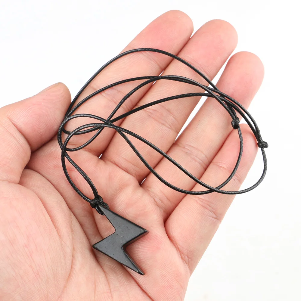 Rússia shungite pingente geométrico relâmpago colar natural shungita cura cristal energia pedras preciosas feminino masculino encantos jóias