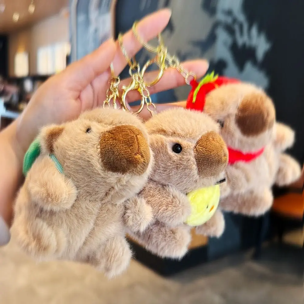 Multicolor Capybara Keychain Toy Cute Simulation Capybara Pendant Accessories Stuffed Animals Fluffty Animal Doll Bag Decoration