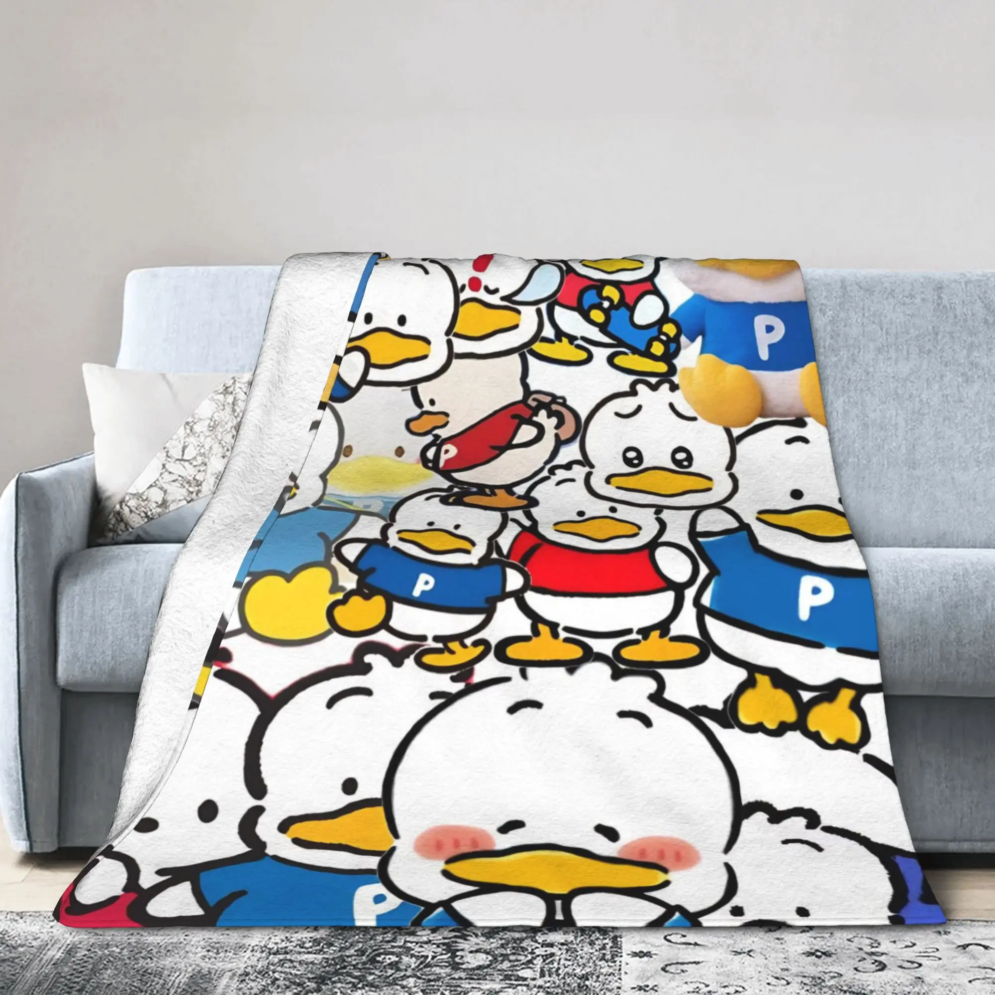 Duck Blanket Flannel Spring/Autumn Cute Cartoon Portable Super Warm Throw Blankets for Home Car Bedspreads
