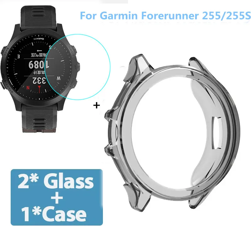 حافظة حماية 2 في 1 + واقي شاشة لـ Garmin Foreruner 255 غطاء حماية ناعم من مادة البولي يوريثان الحراري غطاء من الزجاج المقسى #1