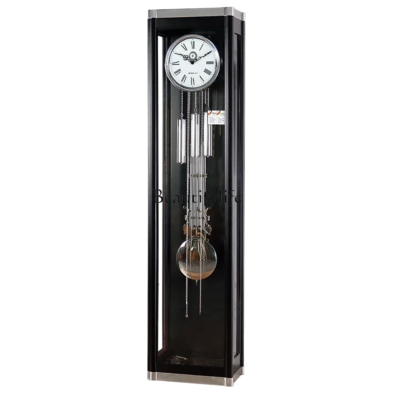 European floor clock living room light luxury modern solid wood large clock mechanical simplicity